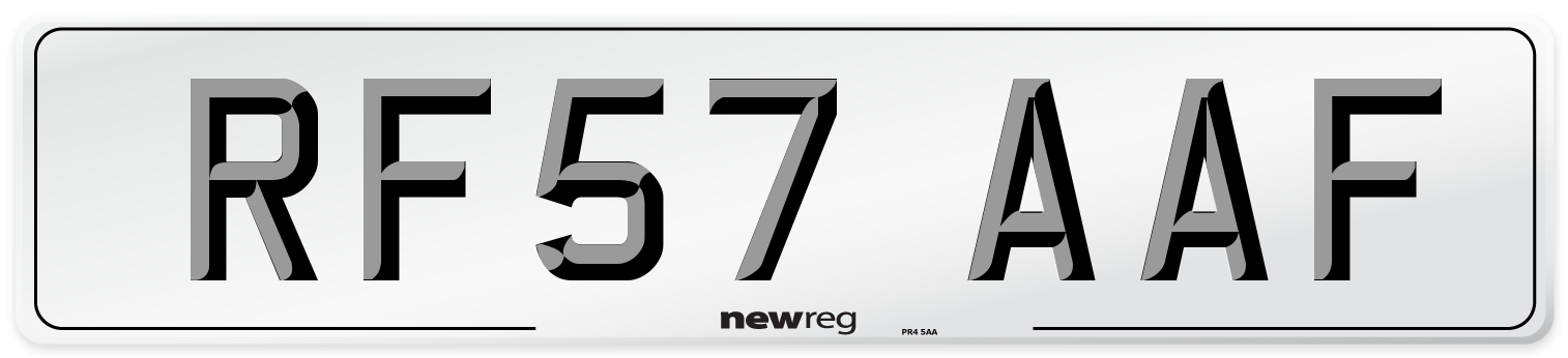 RF57 AAF Number Plate from New Reg